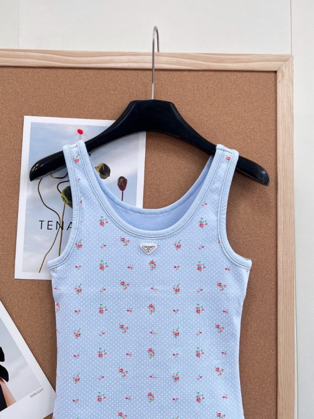 Prada Ditsy Floral Light Blue Tank Top - Picture 4 of 11